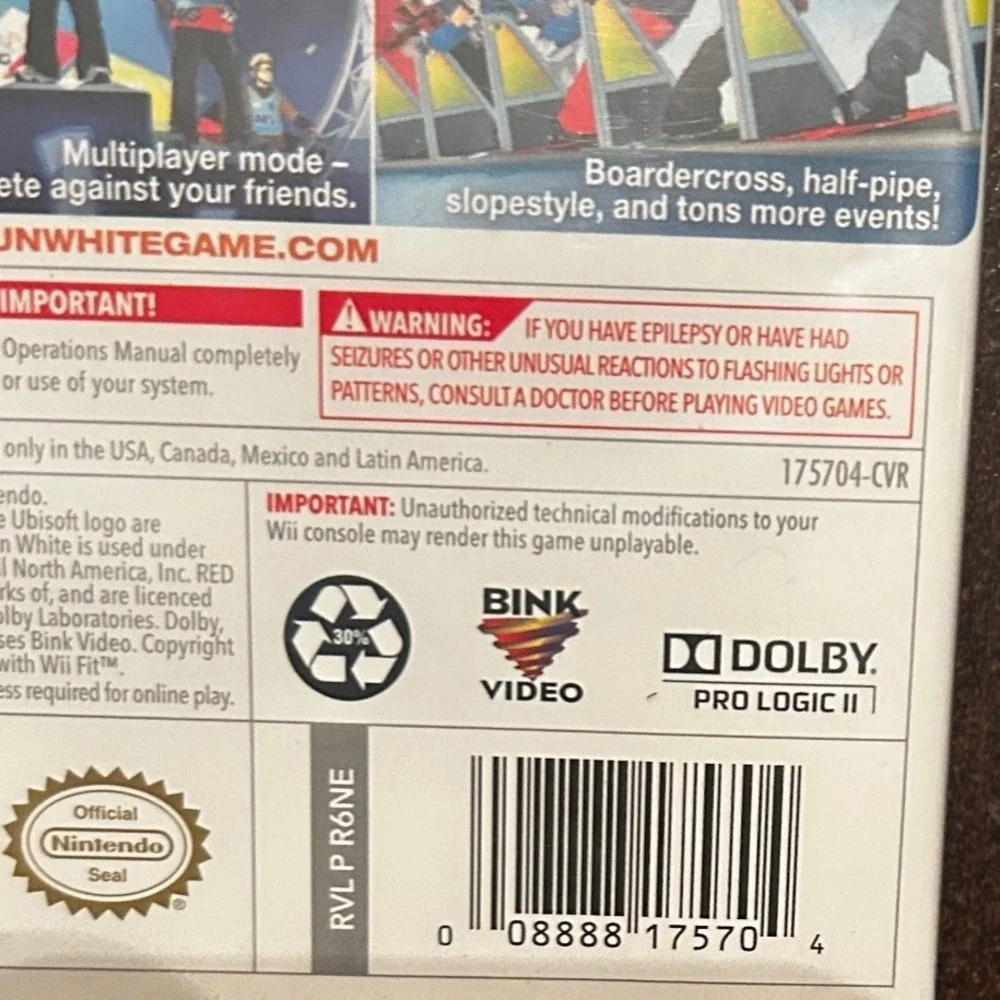 Shaun White Snowboarding World Stage Nintendo Wii Video Game‎ 2009 Case Manual